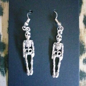Chic Silver Skeleton Dangle Earrings